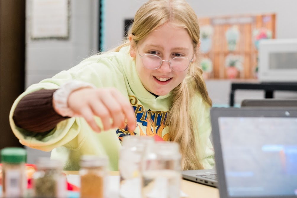 A student pursuing her interests at California Area School District as part of their Moonshot grant project