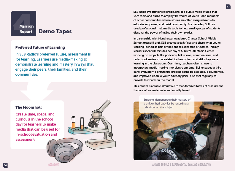 A sample page from Moonshot: A Guide to Bold & Experimental Thinking in Education