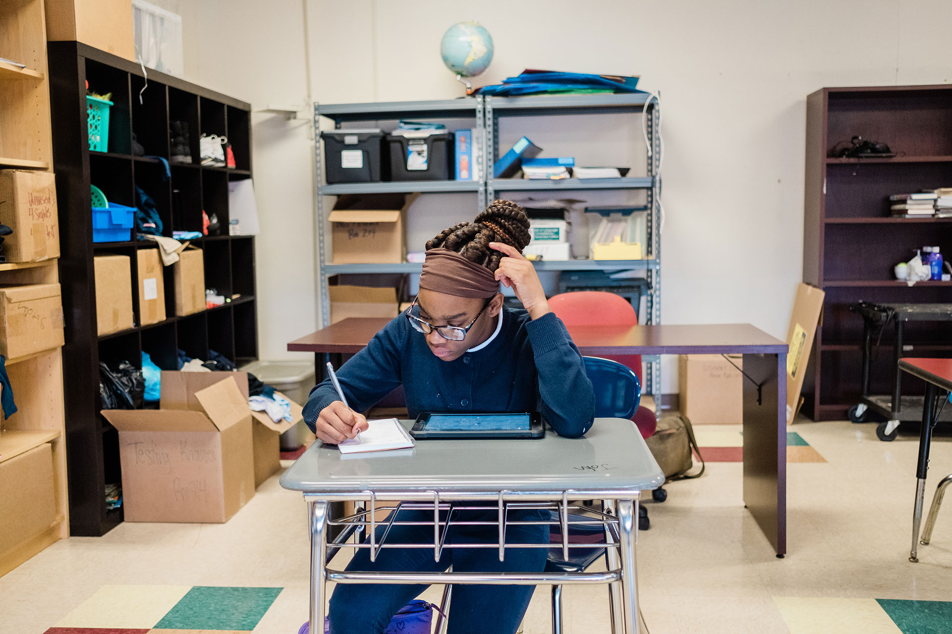 Students complete both guided and self-directed math exercises with PL² at Propel Homestead. / Photo by Ben Filio
