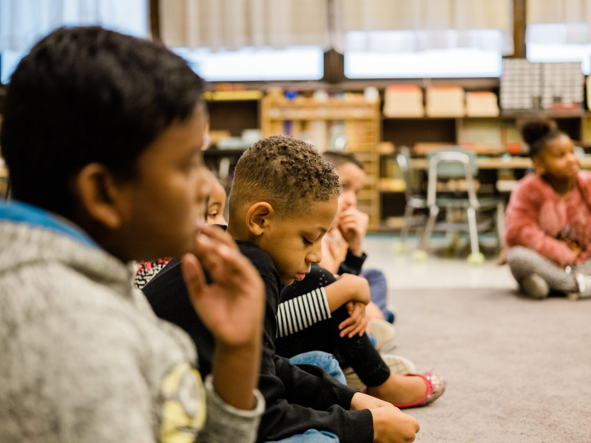 Students practice mindfulness