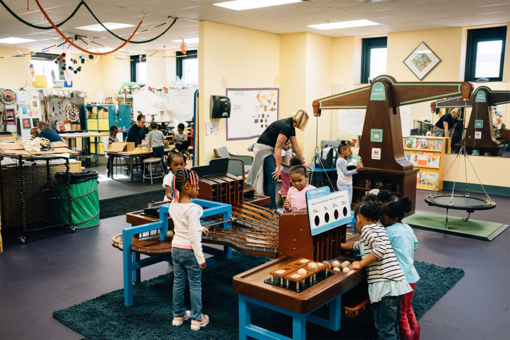 Children playing at the Prototype workshop.