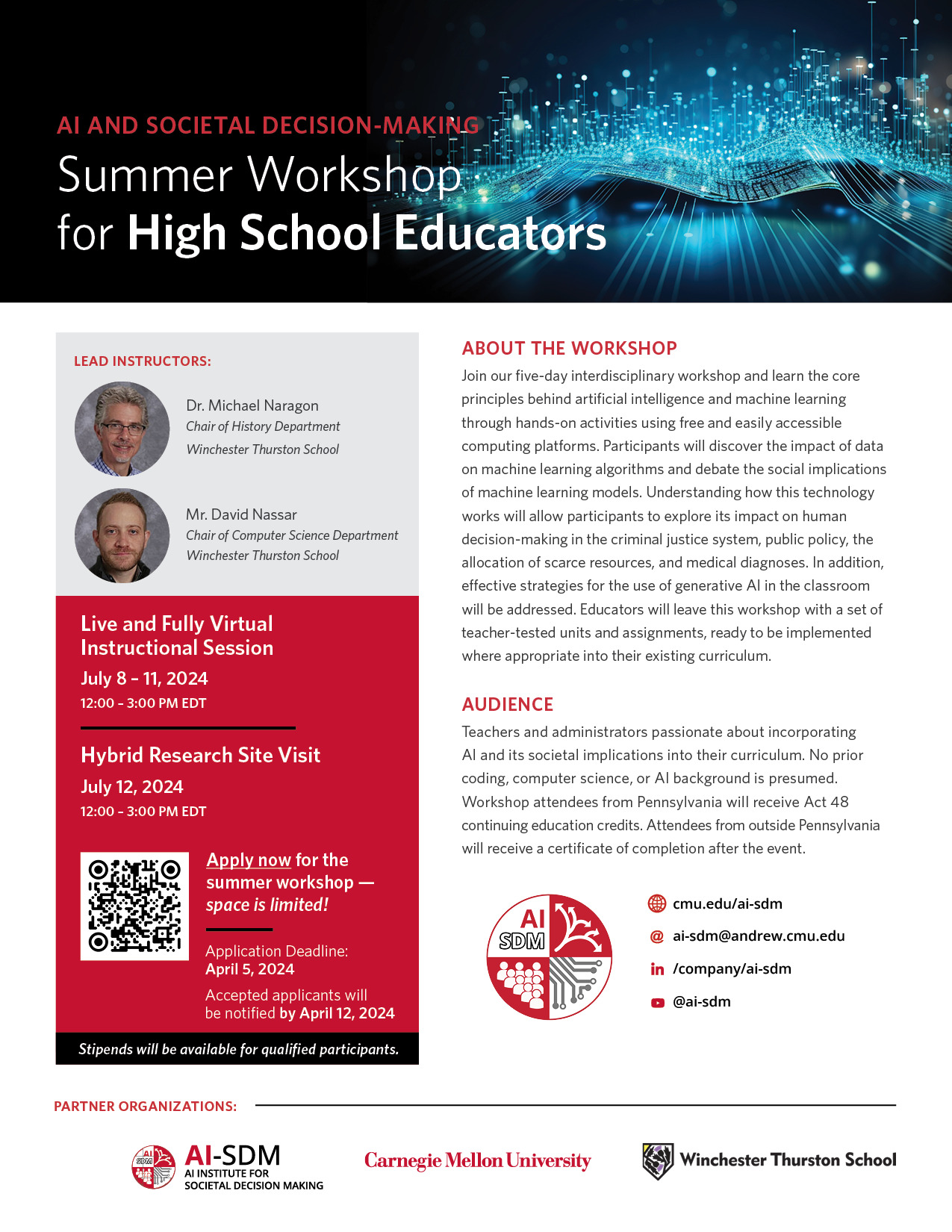 AI and Societal Decision-Making Summer Workshop for High School Educators